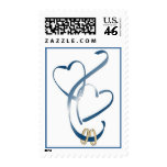 Wedding rings & hearts postage