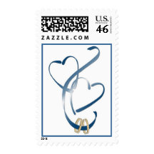 Wedding rings & hearts postage