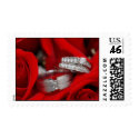 Wedding Rings in Red Roses stamp