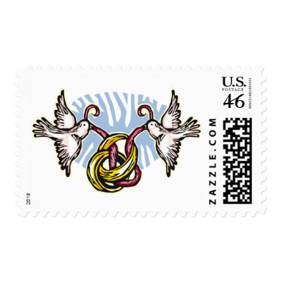 Wedding Rings Love Peace and Unity Postage Stamp by weddingcards