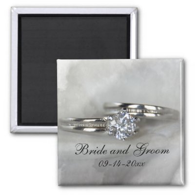 Customize the elegant Wedding Rings Save the Date Magnet with the personal 