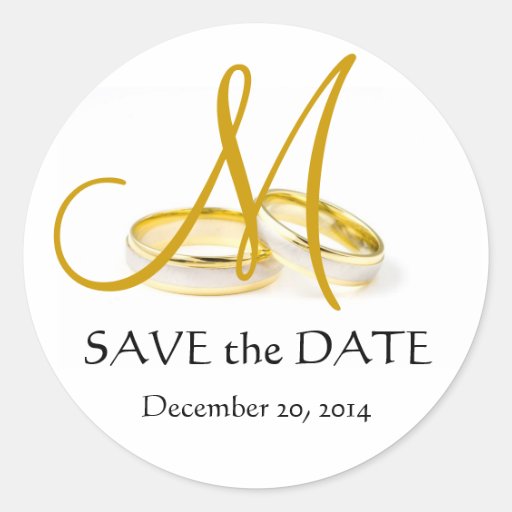 Wedding Rings Monogram Save the Date Stickers Gold Zazzle
