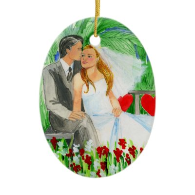 Wedding Romantic Bride and Groom in Garden Ornaments