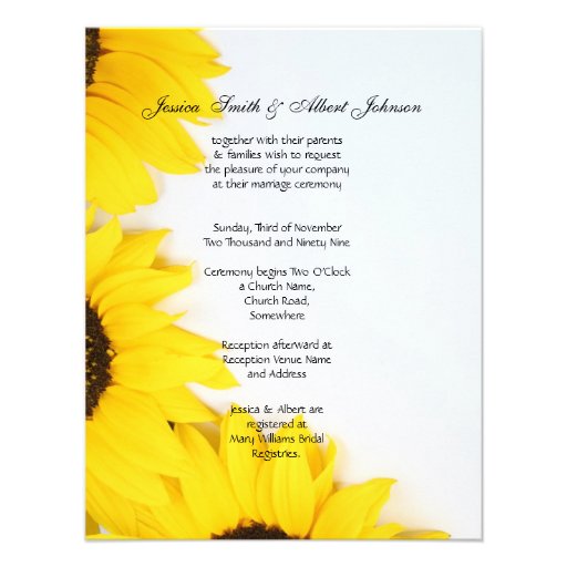 Wedding romantic sunflowers invitation