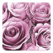 Wedding Rose Bouquet Square Sticker