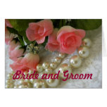 Wedding roses and golden pearls cards