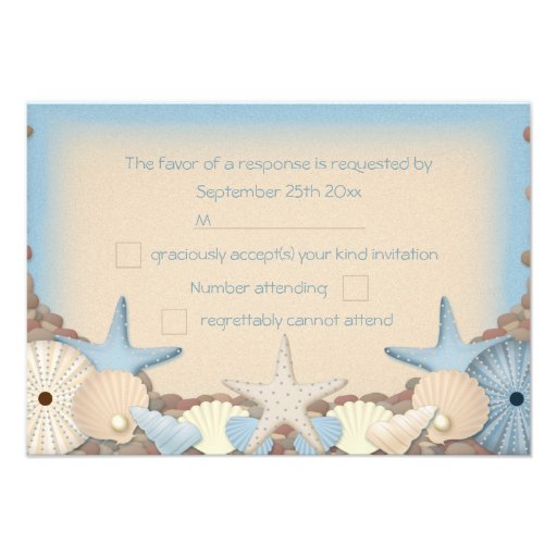 Wedding RSVP Beautiful Tropical Beach Shells Custom Announcements