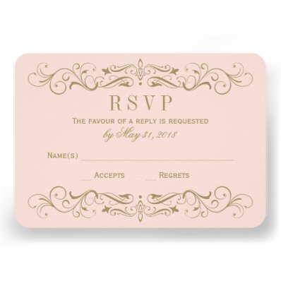 Wedding RSVP Card | Antique Gold Flourish