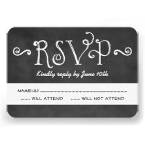 Wedding RSVP Card | Black Chalkboard Charm