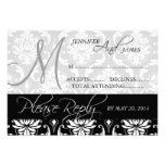 Wedding RSVP Card Black Damask Monogram Names Personalized Invitations