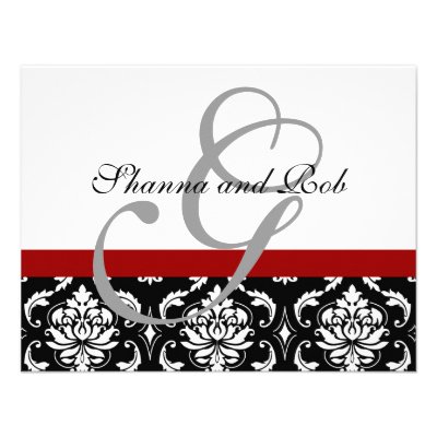 Wedding RSVP Card Damask with Dinner Choices Personalized Invites