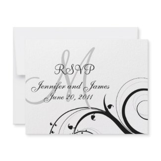 Wedding RSVP Card Monogram Names Swirls invitation