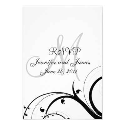 Wedding RSVP Card Swirls for Square Invite