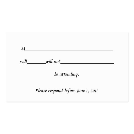 WEDDING RSVP CARDS: HORSES in PENCIL: HEART Business Card Template (back side)