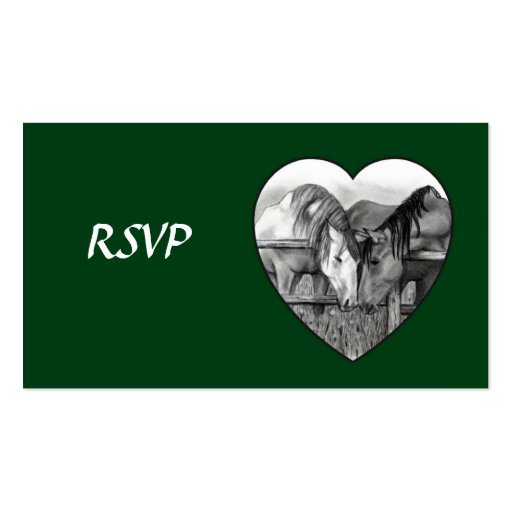 WEDDING RSVP CARDS: HORSES in PENCIL: HEART Business Card Template (front side)