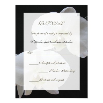 Wedding RSVP Invitation Card -- Orchids