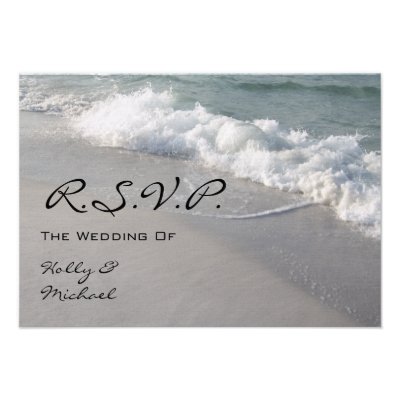 Wedding RSVP - Ocean Waves & Sand Personalized Announcement
