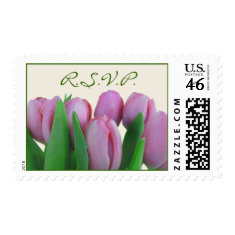 Wedding RSVP Postage - Pink Tulips