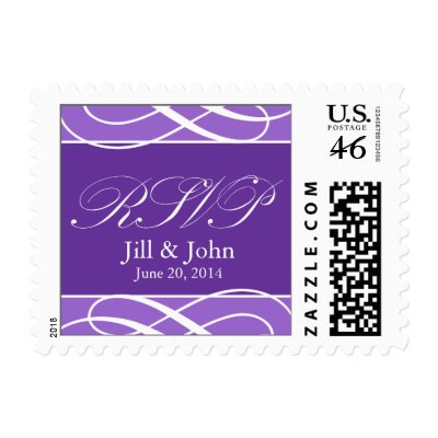 Wedding RSVP Postage Stamps Purple Lilac