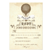 Wedding RSVP with romantic vintage hot air balloon Invites