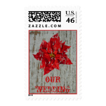 Wedding - Rustic Poinsettia Postage Stamps