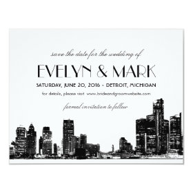 Wedding Save the Date | Art Deco Detroit Skyline Invite