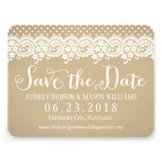 Wedding Save the Date Card | Lace and Kraft