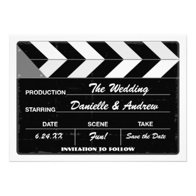 Wedding Save the Date Card | Movie Clap Board Announcements