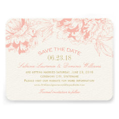 Wedding Save the Date | Coral Floral Peony Design Custom Invites