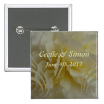 Wedding Save the Date Cream Floral Designs Pinback Buttons