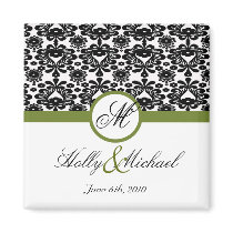 wedding save the date green black fancy classy magnet