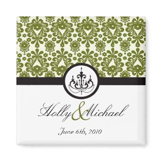 wedding save the date green black fancy classy magnet