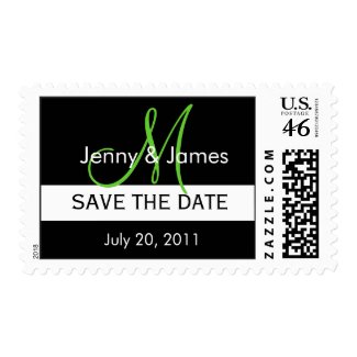 Wedding Save the Date Green Initial Monogram Stamp stamp