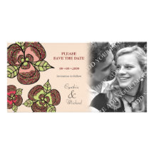 Wedding Save the Date Japanese Blooms Photo Card