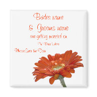 Wedding Save The Date Magnet Orange Daisy Gerbera