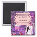 Wedding Save the Date Magnet Purple Drinks