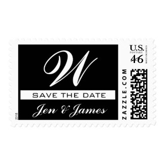 Wedding Save the Date Monogram B & W US Postage stamp