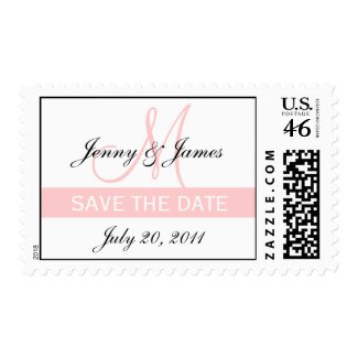 Wedding Save the Date Monogram Pink US Postage stamp