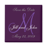 Wedding Save the Date Monogram Purple Magnet