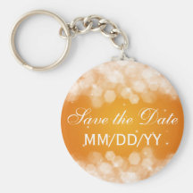 Wedding Save The Date Party Sparkle Orange Key Chains