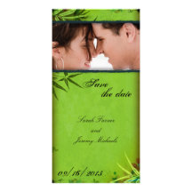 Wedding Save the Date Photo Card Wispy Bamboo Leaf