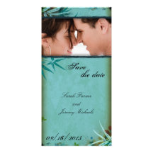 Wedding Save the Date Photo Card Wispy Bamboo Leaf