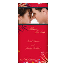 Wedding Save the Date Photo Card Wispy Bamboo Leaf