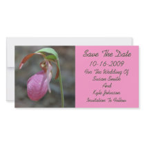 Wedding Save The Date Pink Lady Slipper Card photo cards by SmilinEyesTreasures Wedding Save The Date Pink Lady Slipper Card photo cards