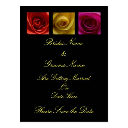 Wedding Save The Date Postcard - Roses pink yellow