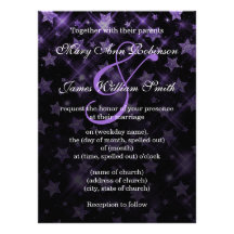 Wedding Save The Date Purple Glitter Stars Custom Invitations