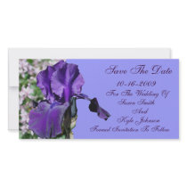 Wedding Save The Date Purple Iris Flower Card photo cards by SmilinEyesTreasures Wedding Save The Date Purple Iris Flower Card photo cards