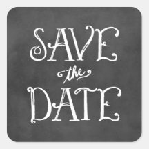 Wedding Save the Date Sticker | Black Chalkboard