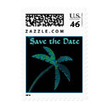 Wedding Save the Date Turquoise Palm Tree stamps