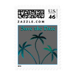 Wedding Save the Date Turquoise Palm Trees stamps